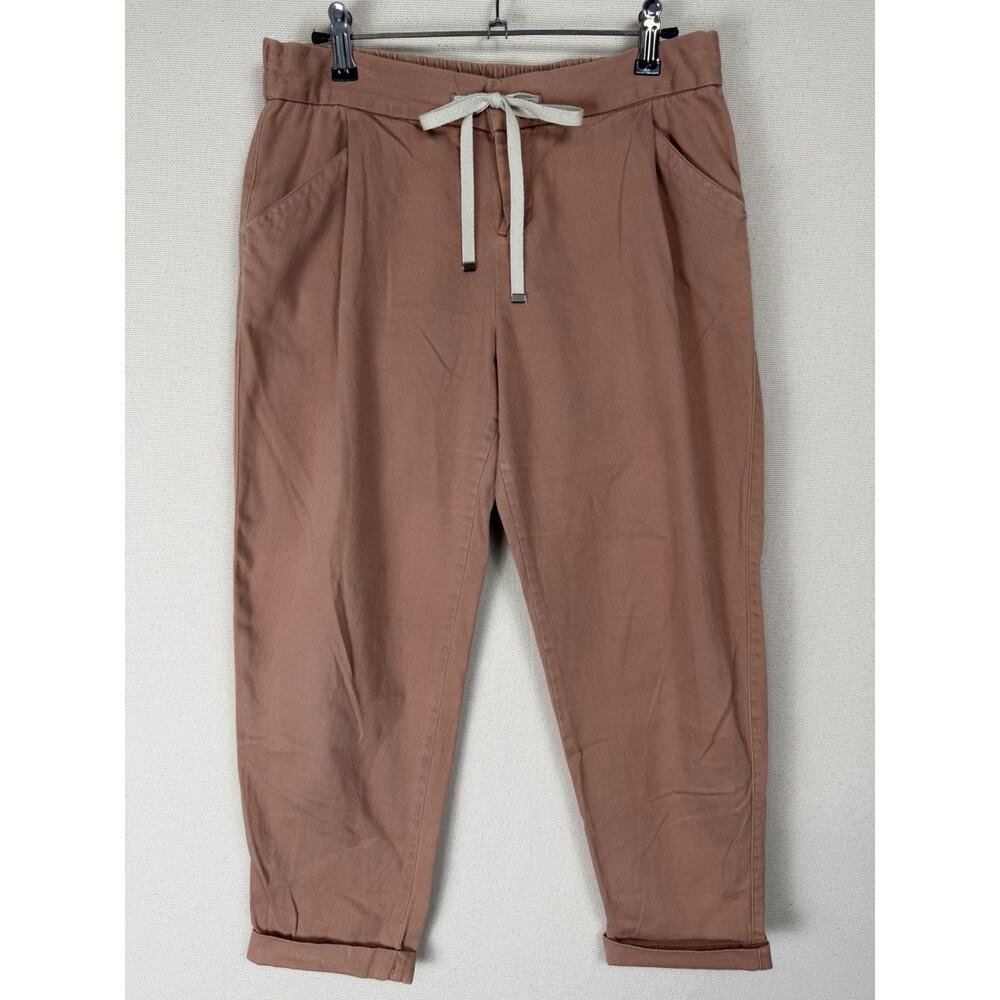 Old Navy Women's Casual Pants Sz‎ 2 Elastic Waist Draw String Ankle Cotton Brown